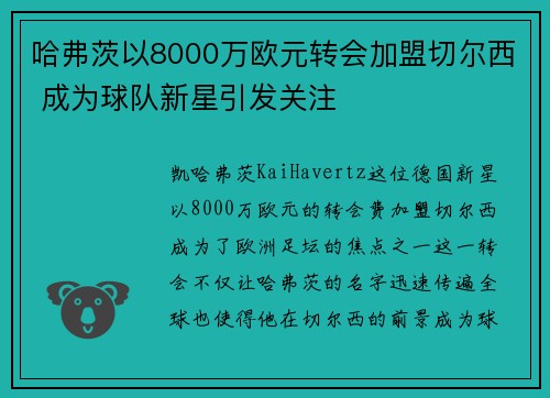 哈弗茨以8000万欧元转会加盟切尔西 成为球队新星引发关注